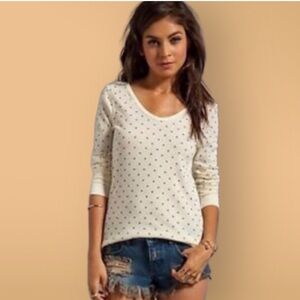 Free People We The Free Cream Polka Dot Thermal Top Size Large - VGUC